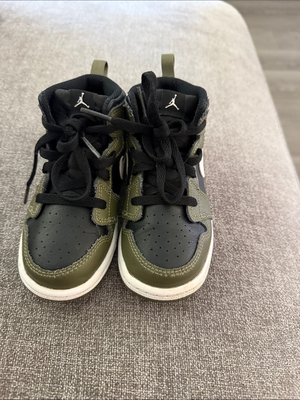 Jordan Kids High-Top Sneakers in Black and Olive Green